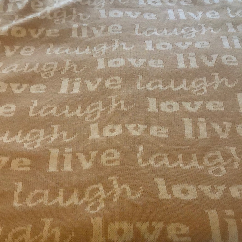 Live live laugh Afghan 53” wide x 58” long